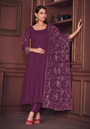 Picture of Exquisite Georgette Purple Anarkali Salwar Kameez