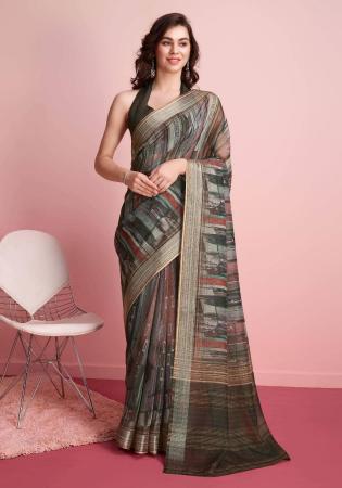 Picture of Gorgeous Linen Dark Slate Grey Saree