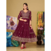 Picture of Georgette Saddle Brown Anarkali Salwar Kameez