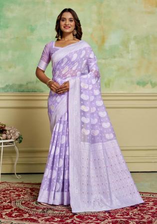 Picture of Wonderful Cotton Light Steel Blue Saree