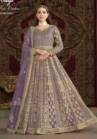 Picture of Bewitching Net Dim Gray Anarkali Salwar Kameez