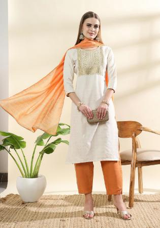 Picture of Pretty Cotton Off White Readymade Salwar Kameez