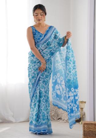 Picture of Grand Chiffon Steel Blue Saree