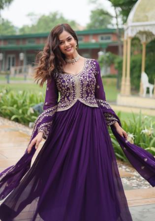 Picture of Grand Georgette Purple Readymade Gown