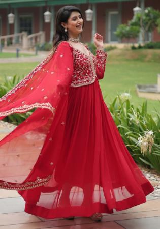 Picture of Sublime Georgette Dark Red Readymade Gown