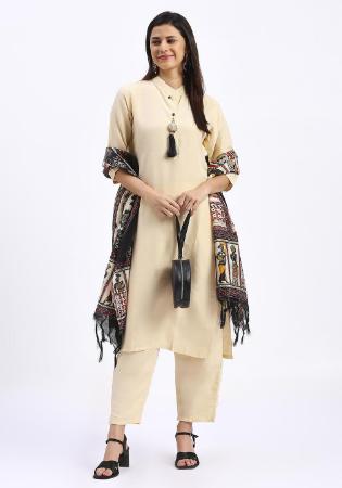 Picture of Cotton Pale Golden Rod Readymade Salwar Kameez