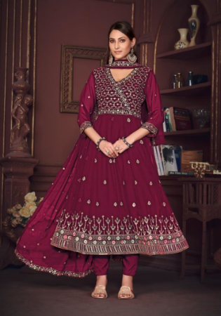 Picture of Comely Georgette Brown Anarkali Salwar Kameez