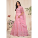 Picture of Well Formed Net Light Pink Anarkali Salwar Kameez