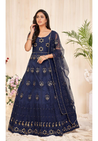 Picture of Radiant Net Dark Slate Grey Anarkali Salwar Kameez