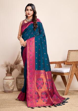 Picture of Gorgeous Silk Teal Saree