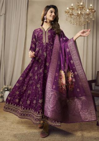 Picture of Elegant Silk Purple Readymade Salwar Kameez