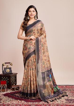 Picture of Delightful Linen Burly Wood Saree