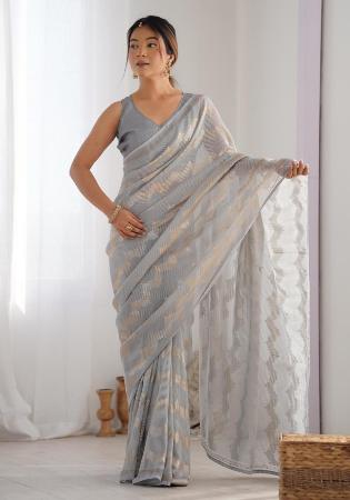 Picture of Graceful Georgette Dark Grey Saree