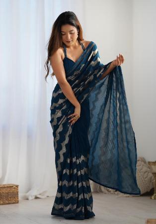 Picture of Graceful Georgette Midnight Blue Saree