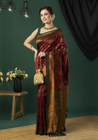 Picture of Lovely Silk Maroon Saree