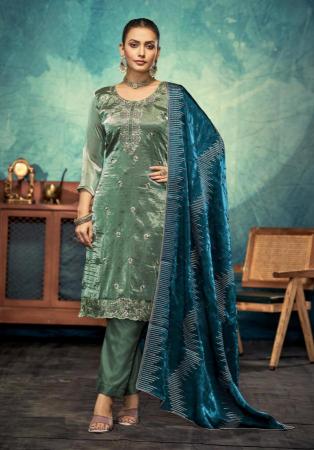 Picture of Stunning Chiffon Beige Straight Cut Salwar Kameez