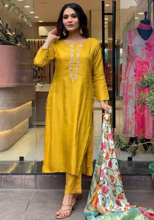 Picture of Fine Rayon Golden Rod Readymade Salwar Kameez