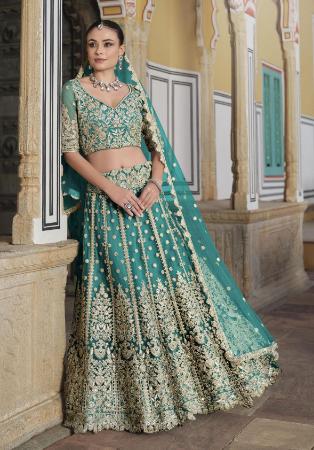 Picture of Beautiful Net Sea Green Lehenga Choli
