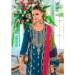 Picture of Delightful Chiffon Teal Straight Cut Salwar Kameez