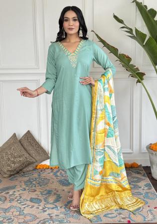 Picture of Wonderful Cotton Cadet Blue Readymade Salwar Kameez