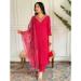 Picture of Fine Cotton Crimson Readymade Salwar Kameez