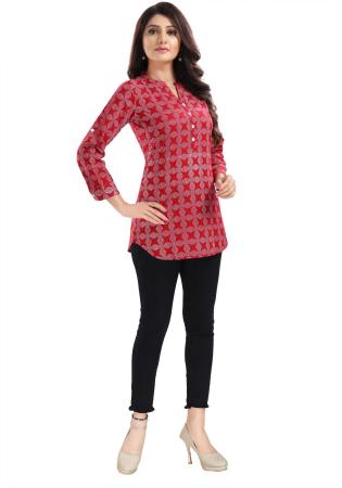 Picture of Pleasing Rayon Indian Red Kurtis & Tunic