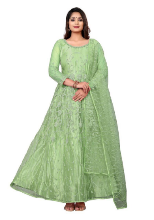 Picture of Pretty Net Dark Sea Green Anarkali Salwar Kameez