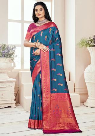 Picture of Alluring Silk Sea Green Saree