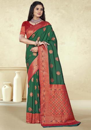 Picture of Good Looking Silk Sea Green Saree