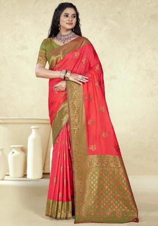 Picture of Splendid Silk Salmon Saree