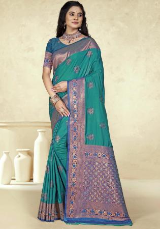 Picture of Statuesque Silk Sea Green Saree