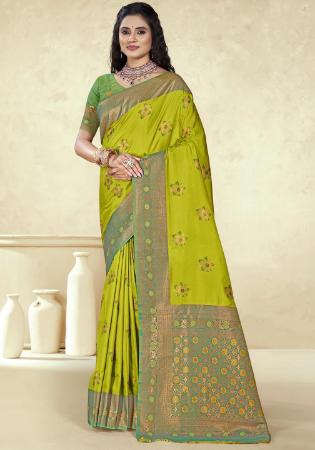 Picture of Grand Silk Golden Rod Saree