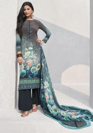 Picture of Gorgeous Crepe Slate Grey Straight Cut Salwar Kameez