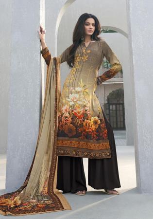 Picture of Exquisite Crepe Sandy Brown Straight Cut Salwar Kameez