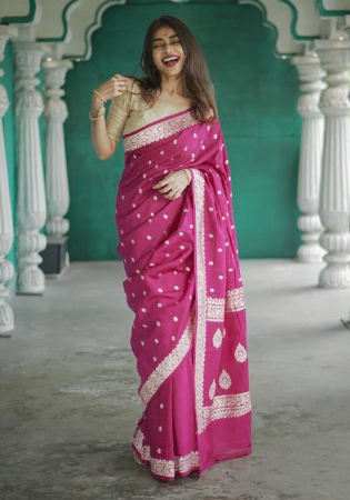 Picture of Admirable Linen Hot Pink Saree