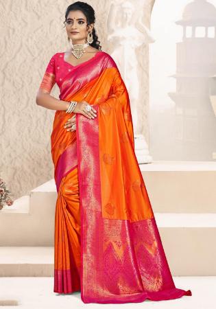 Picture of Admirable Silk Orange Red Saree