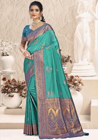 Picture of Elegant Silk Medium Sea Green Saree