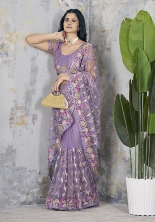 Picture of Magnificent Net Plum Saree