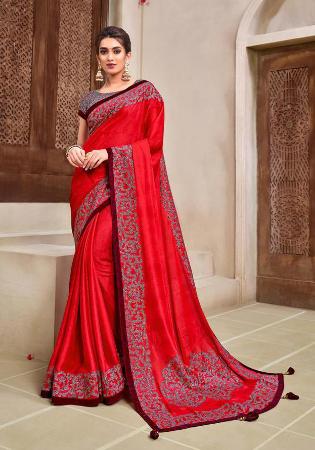 Picture of Charming Georgette & Silk Crimson Saree