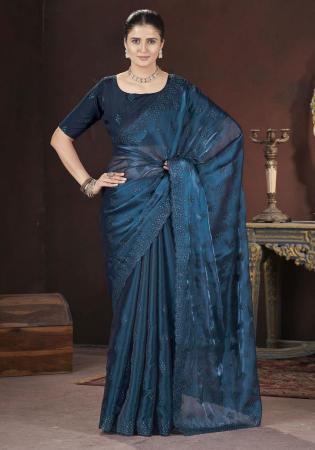 Picture of Resplendent Chiffon Dark Slate Grey Saree