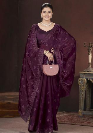 Picture of Enticing Chiffon Maroon Saree