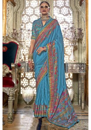 Picture of Ravishing Silk Dark Turquoise Saree