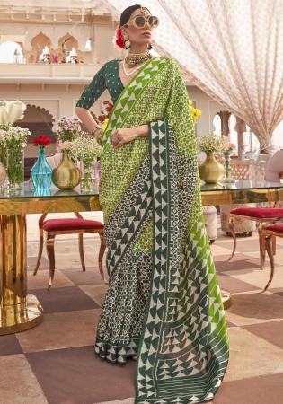 Picture of Good Looking Silk Olive Saree