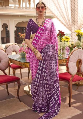 Picture of Fine Silk Medium Violet Red Saree