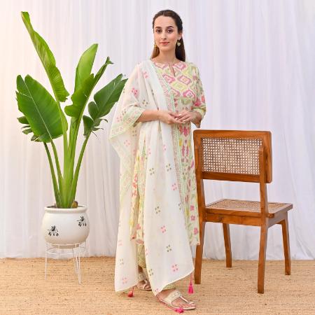 Picture of Wonderful Rayon Off White Readymade Salwar Kameez