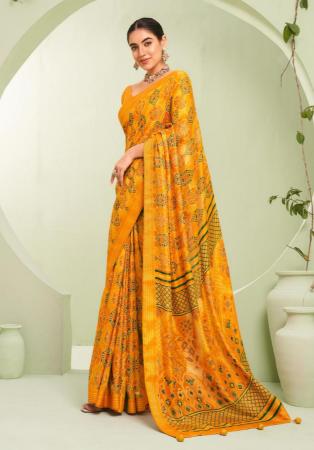 Picture of Enticing Georgette Golden Rod Saree