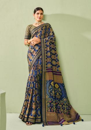 Picture of Splendid Georgette Dark Slate Blue Saree