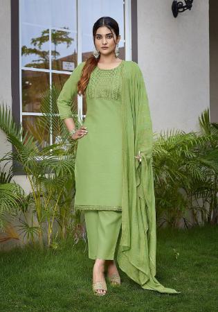Picture of Cotton Dark Sea Green Readymade Salwar Kameez