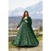 Picture of Good Looking Chiffon Forest Green Readymade Gown
