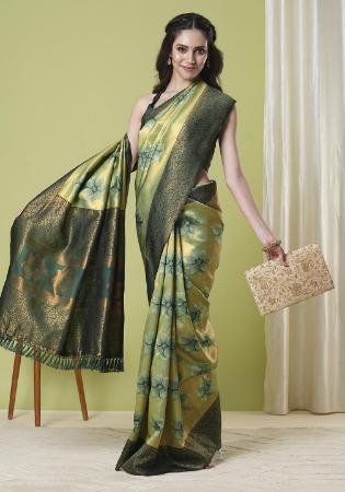 Picture of Amazing Silk Dark Olive Green Saree
